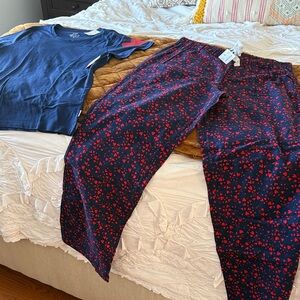 J. Crew Navy Tee with Red Heart Accent